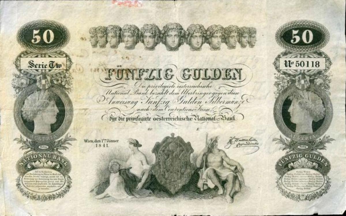 Front of Austria pA72a: 50 Gulden from 1841