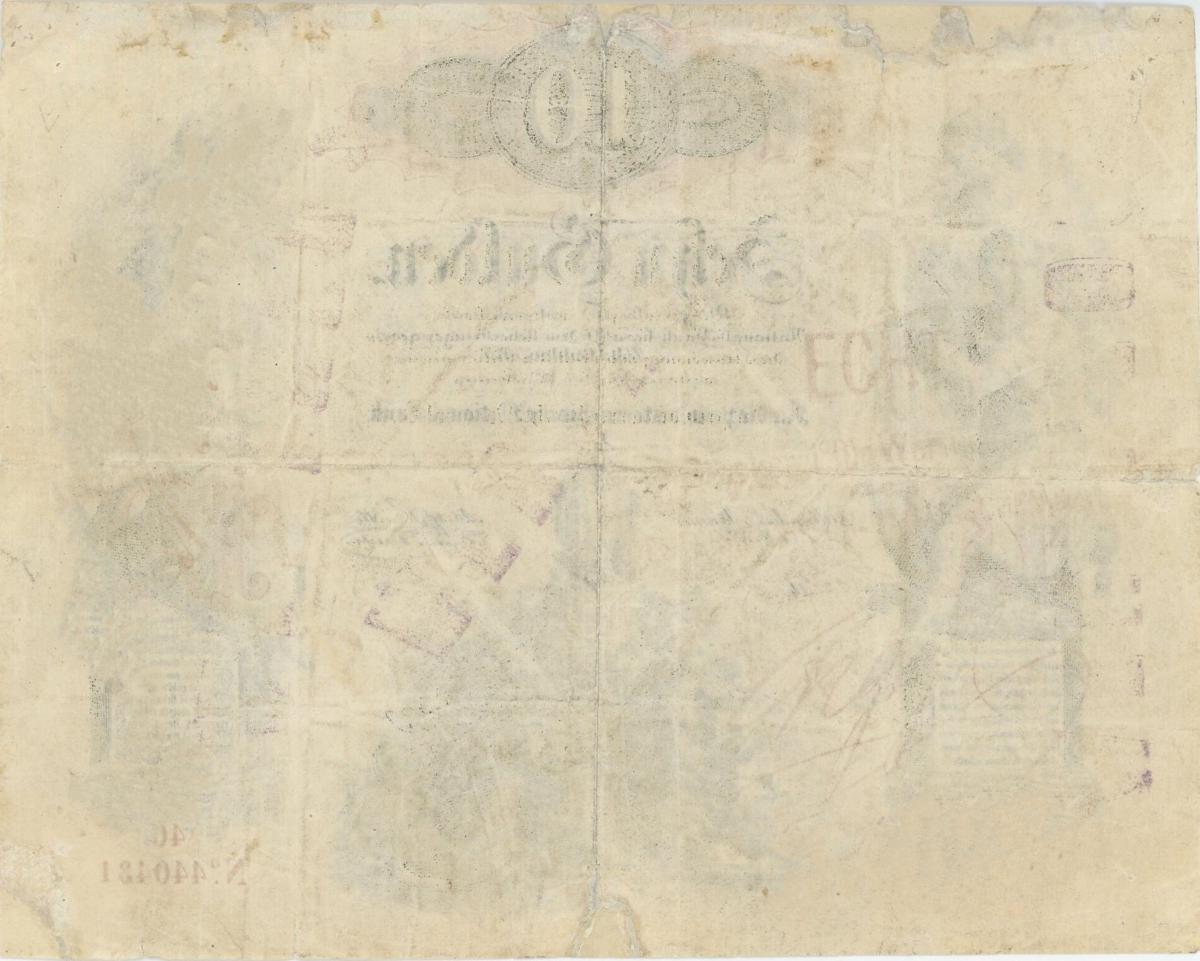 Back of Austria pA85: 10 Gulden from 1858