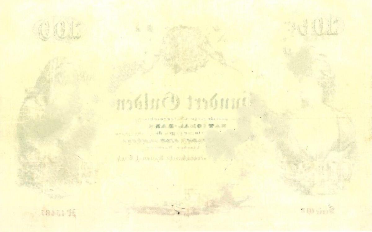 Back of Austria pA86: 100 Gulden from 1858