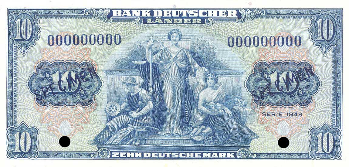 Front of German Federal Republic p16s3: 10 Deutsche Mark from 1949