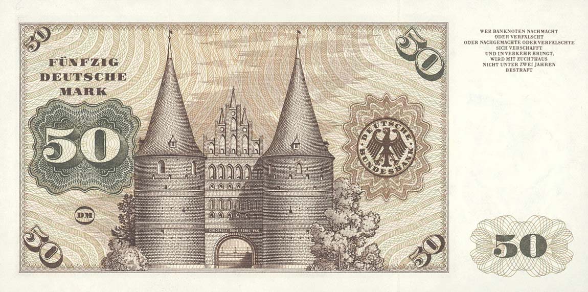 Back of German Federal Republic p21a: 50 Deutsche Mark from 1960