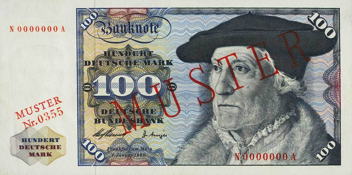 Front of German Federal Republic p22s: 100 Deutsche Mark from 1960