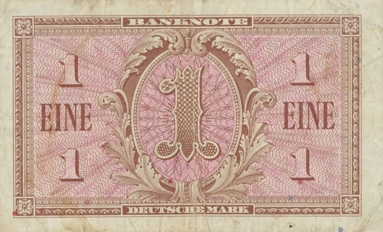 Back of German Federal Republic p2a: 1 Deutsche Mark from 1948