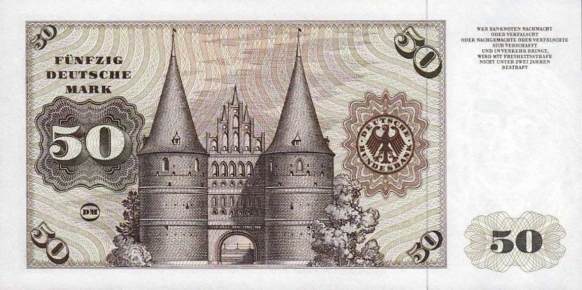 Back of German Federal Republic p33b: 50 Deutsche Mark from 1977
