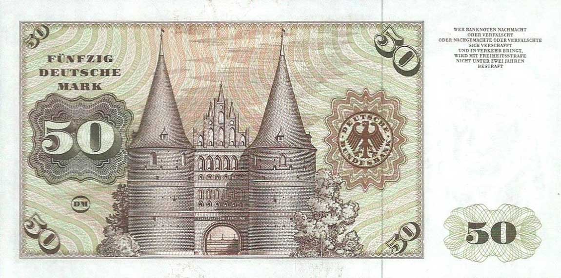 Back of German Federal Republic p33c: 50 Deutsche Mark from 1980