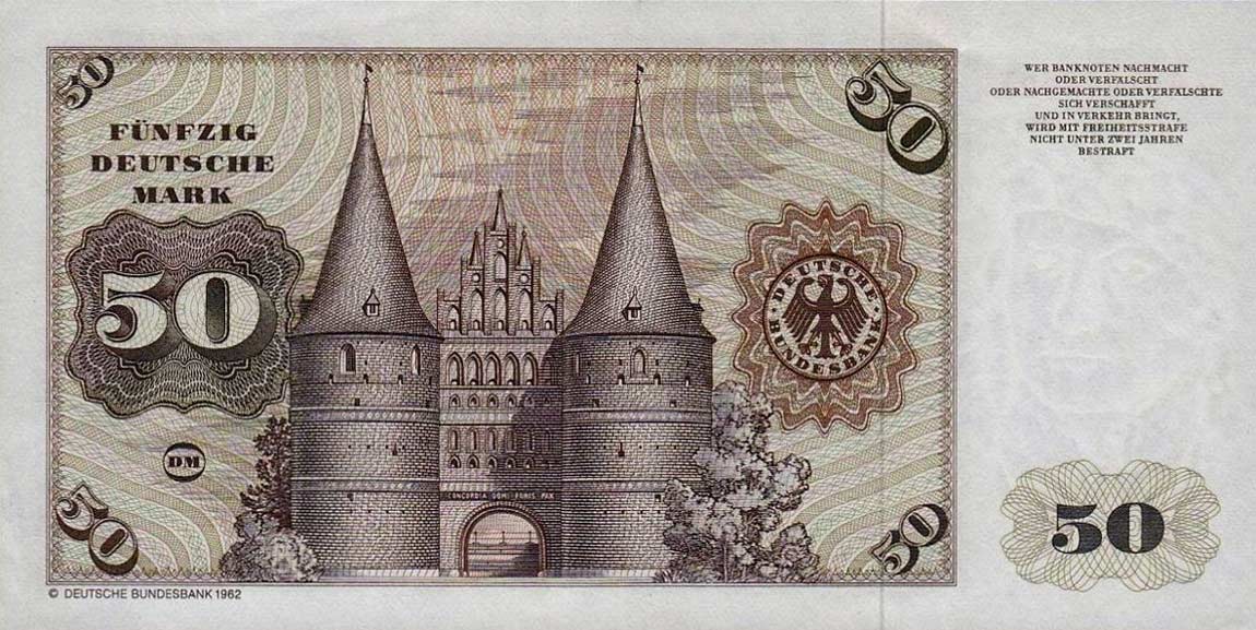 Back of German Federal Republic p33d: 50 Deutsche Mark from 1980