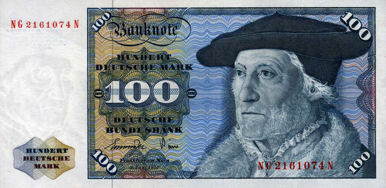Front of German Federal Republic p34b: 100 Deutsche Mark from 1977