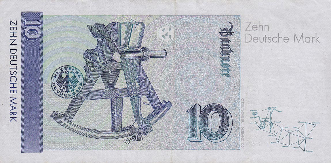 Back of German Federal Republic p38c: 10 Deutsche Mark from 1993