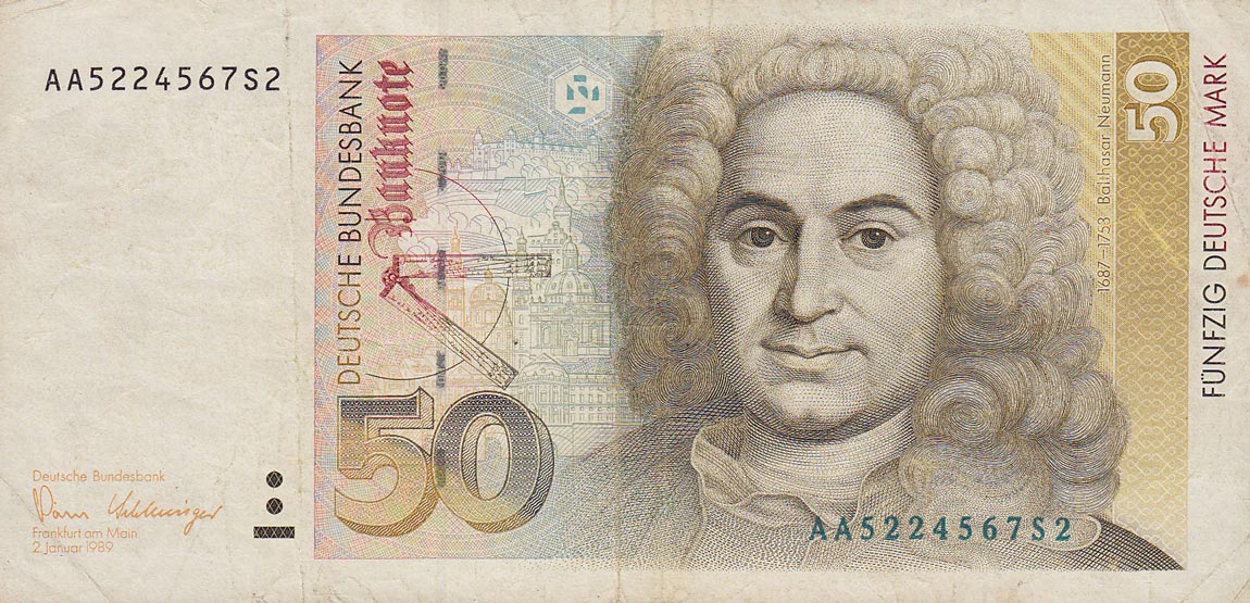 Front of German Federal Republic p40a: 50 Deutsche Mark from 1989
