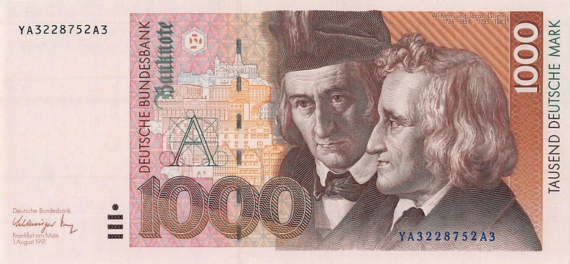 Front of German Federal Republic p44r: 1000 Deutsche Mark from 1991