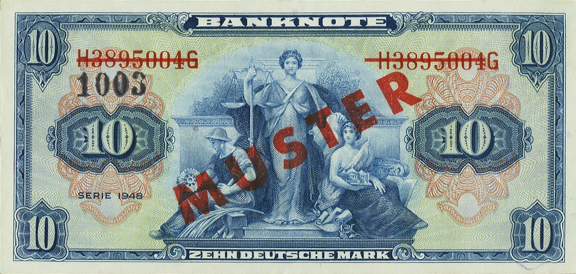 Front of German Federal Republic p5s2: 10 Deutsche Mark from 1948