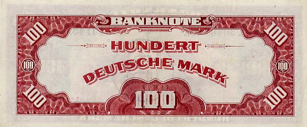 Back of German Federal Republic p8b: 100 Deutsche Mark from 1948