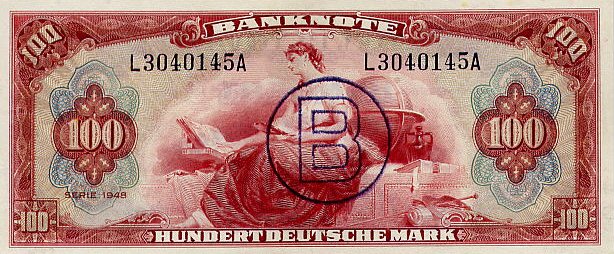 Front of German Federal Republic p8b: 100 Deutsche Mark from 1948