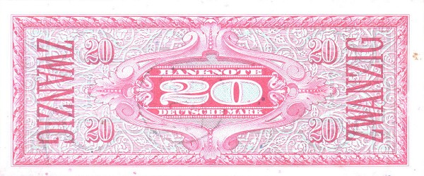 Back of German Federal Republic p9b: 20 Deutsche Mark from 1948