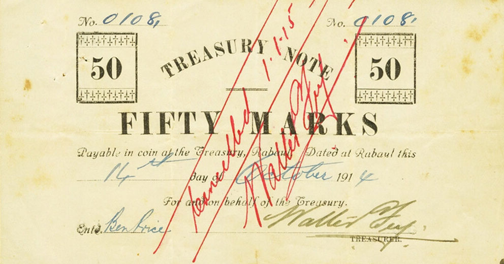 Front of German New Guinea p4b: 50 Mark from 1915