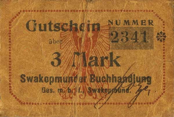 Front of German South West Africa p18: 3 Mark from 1916