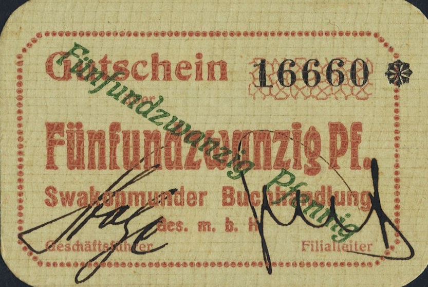 Front of German South West Africa p8a: 25 Pfennig from 1916