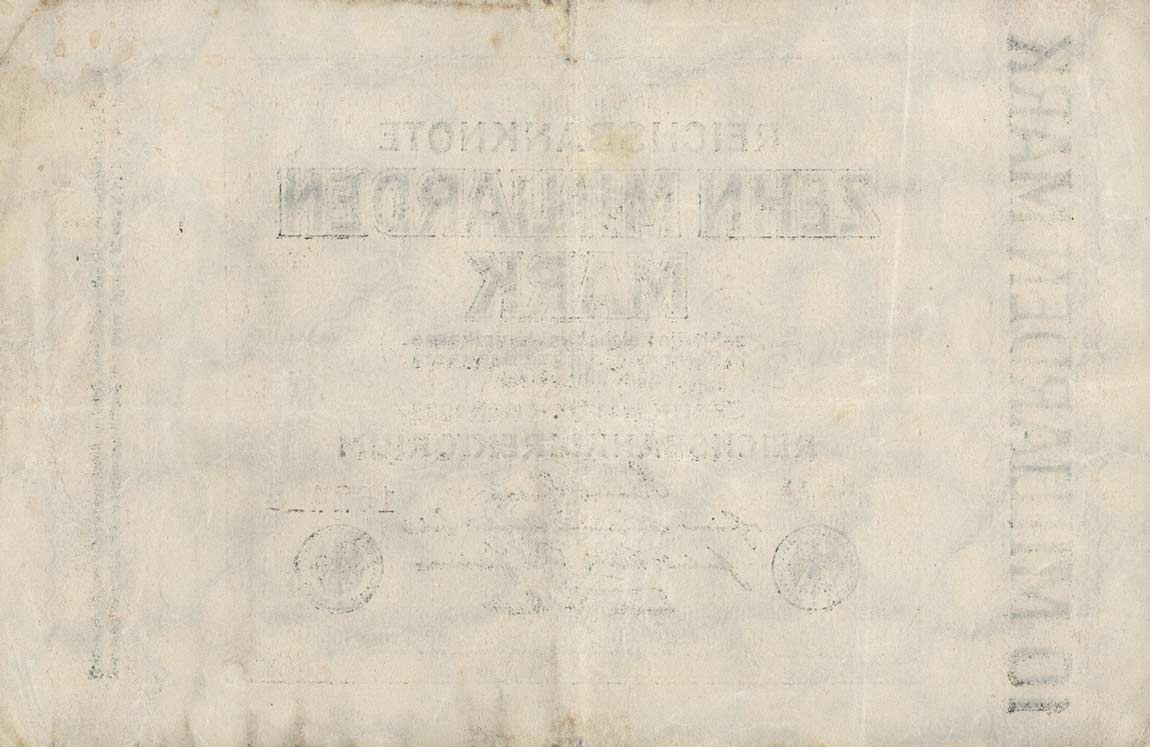 Back of Germany p117c: 10000000000 Mark from 1923