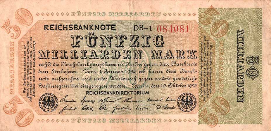 Front of Germany p120b: 50000000000 Mark from 1923