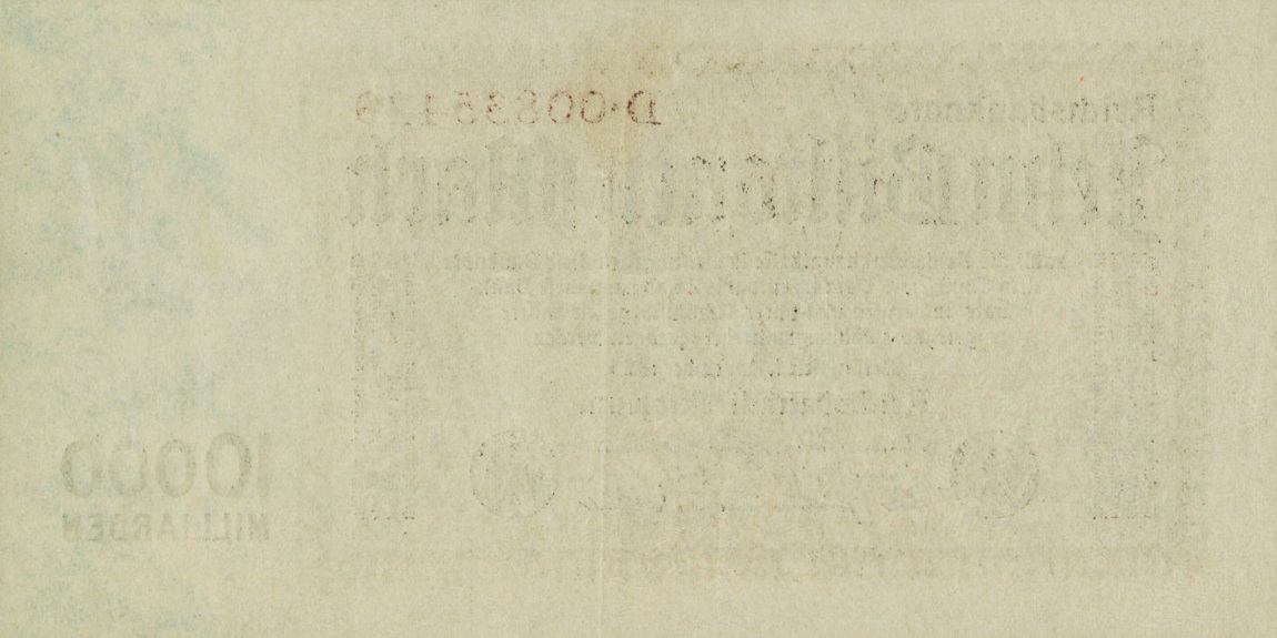Back of Germany p131a: 10000000000000 Mark from 1923