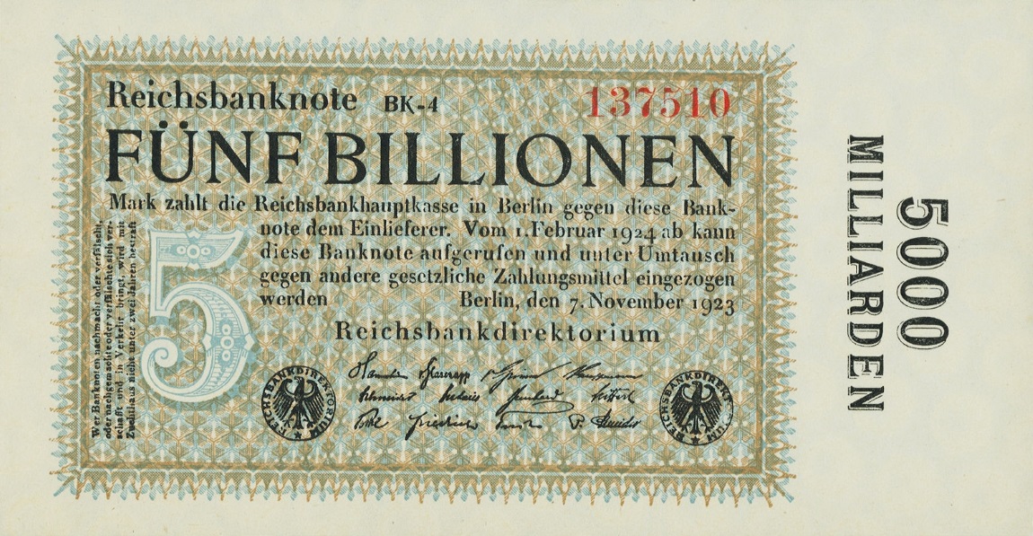 Front of Germany p136d: 5000000000000 Mark from 1923