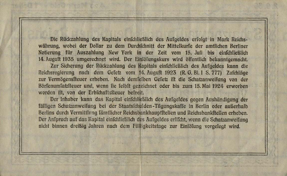 Back of Germany p158a: 4.2 Goldmark from 1923