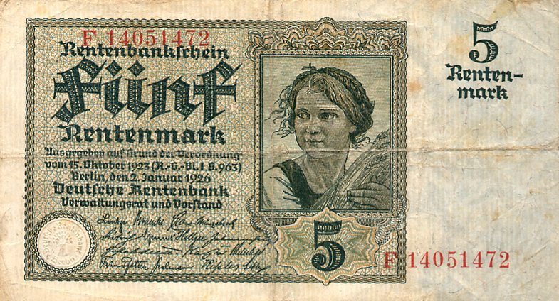 Front of Germany p169: 5 Rentenmark from 1926