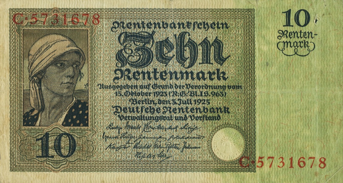Front of Germany p170: 10 Rentenmark from 1925
