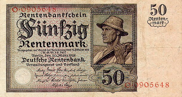 Front of Germany p171: 50 Rentenmark from 1925