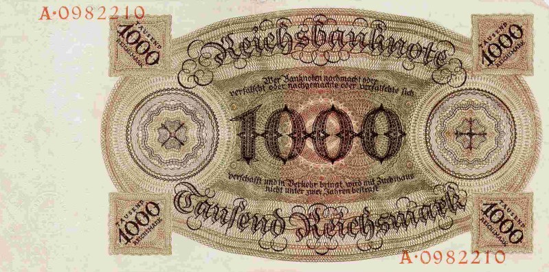 Back of Germany p179a: 1000 Reichsmark from 1924