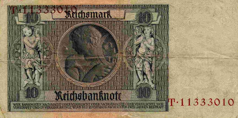 Back of Germany p180b: 10 Reichsmark from 1929