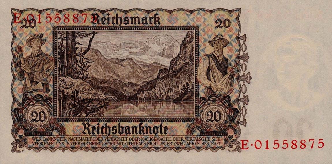 Back of Germany p185: 20 Reichsmark from 1939