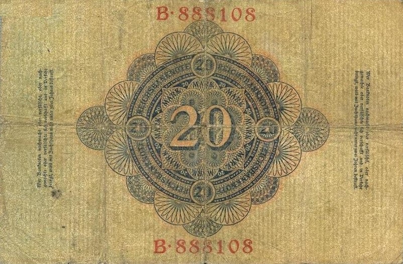 Back of Germany p25a: 20 Mark from 1906