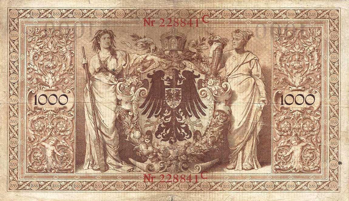 Back of Germany p27: 1000 Mark from 1906