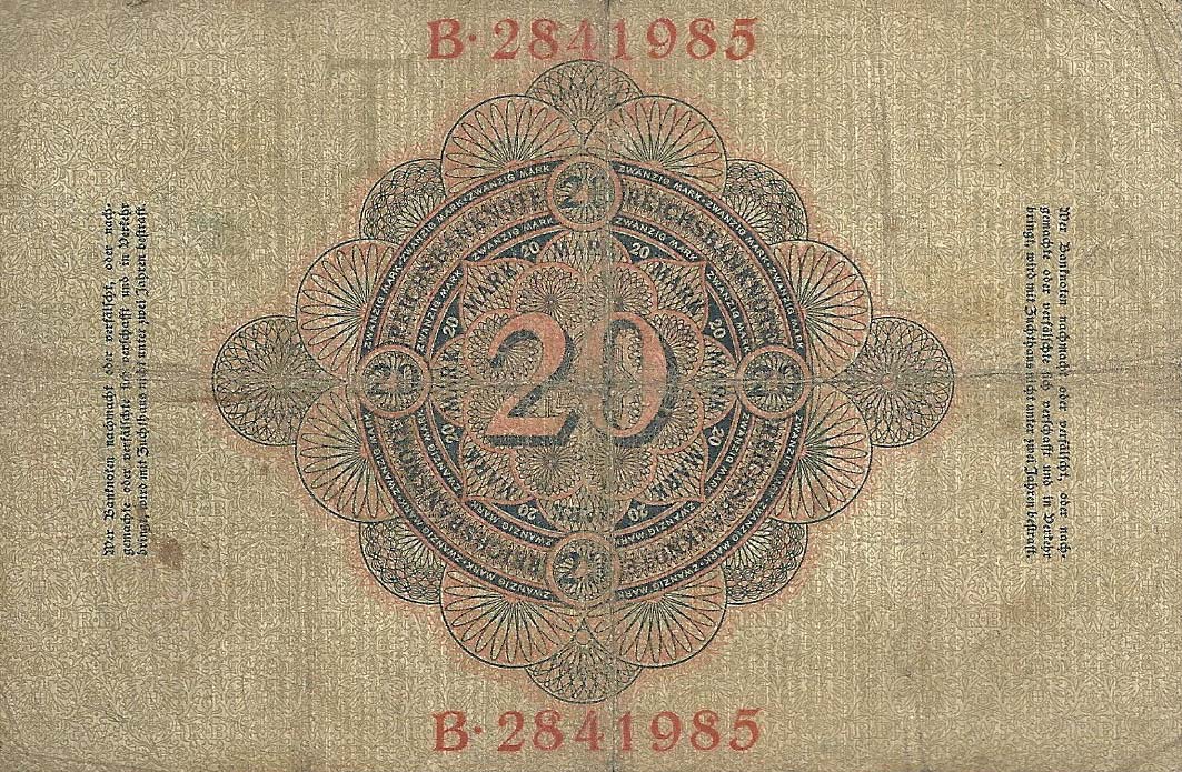 Back of Germany p28: 20 Mark from 1907