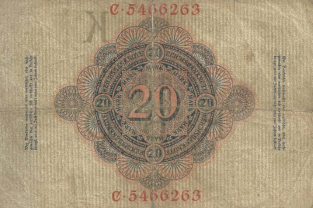 Back of Germany p31: 20 Mark from 1908