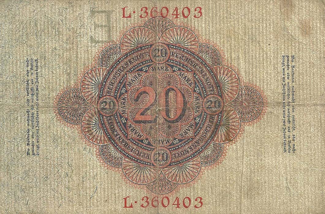 Back of Germany p46a: 20 Mark from 1914