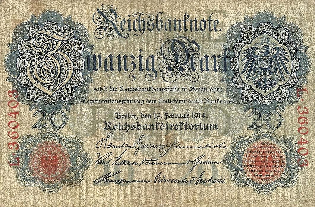 Front of Germany p46a: 20 Mark from 1914