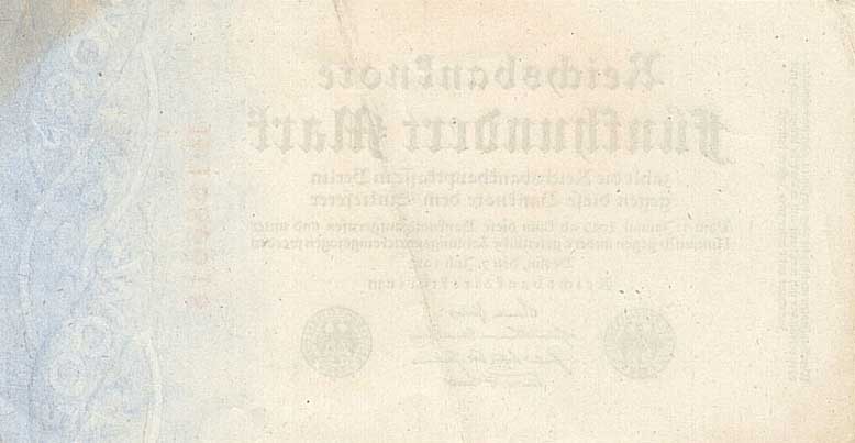 Back of Germany p74a: 500 Mark from 1923