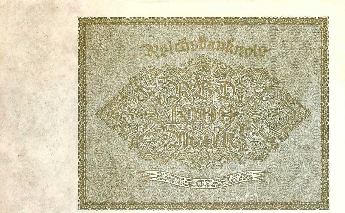Back of Germany p82a: 1000 Mark from 1922