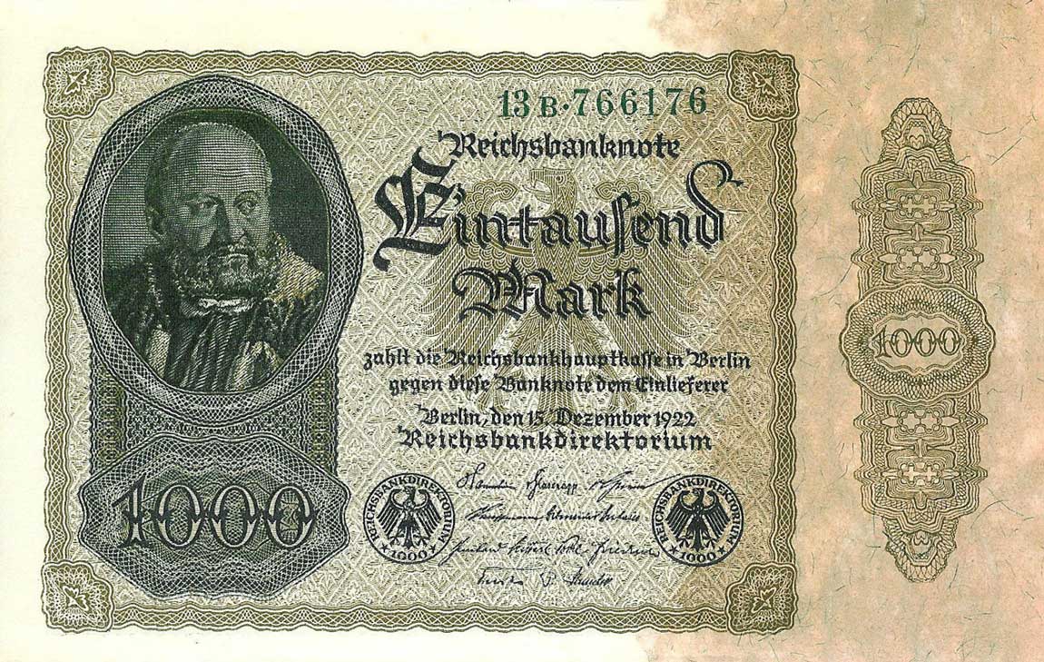 Front of Germany p82a: 1000 Mark from 1922