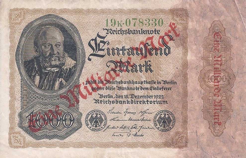 Front of Germany p82b: 1000 Mark from 1922