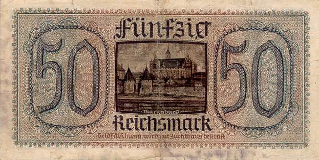 Back of Germany pR140: 50 Reichsmark from 1940