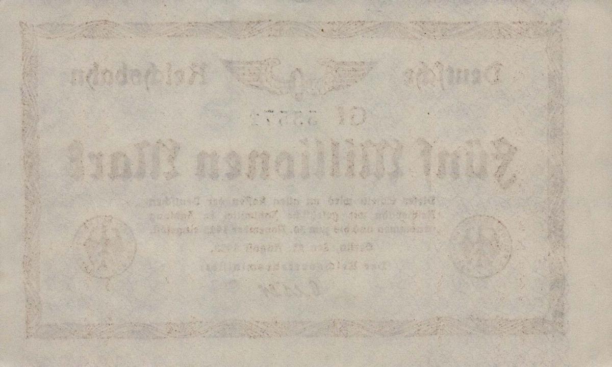 Back of Germany pS1013d: 5000000 Mark from 1923