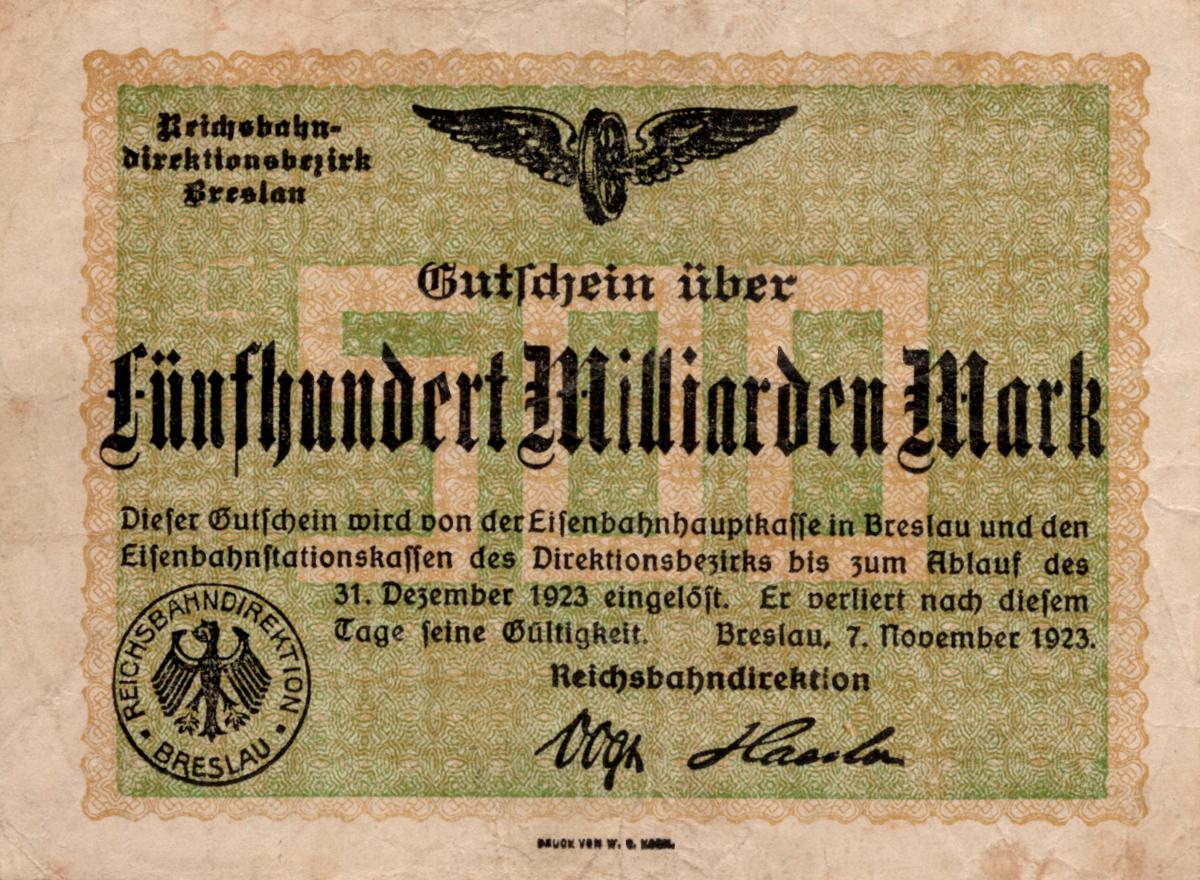 Front of Germany pS1141: 500000000000 Mark from 1923