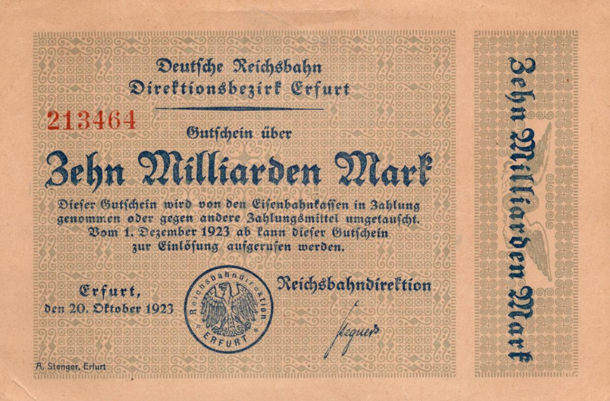 Front of Germany pS1207: 10000000000 Mark from 1923