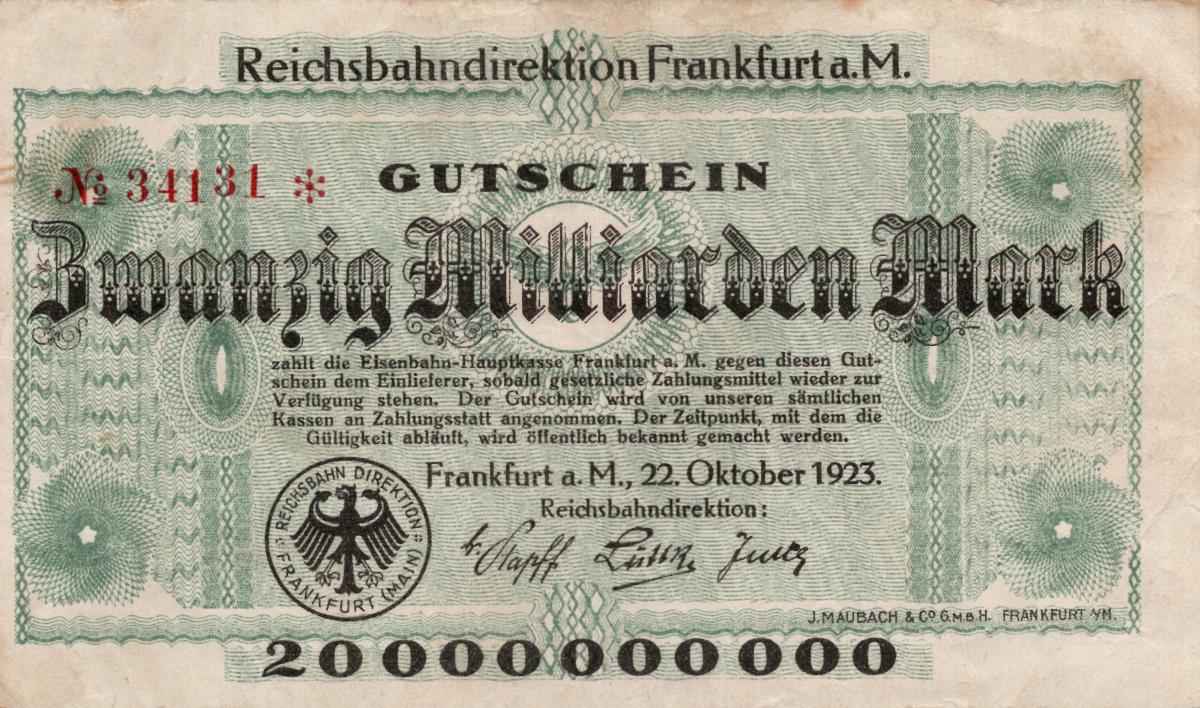 Front of Germany pS1222: 20000000000 Mark from 1923