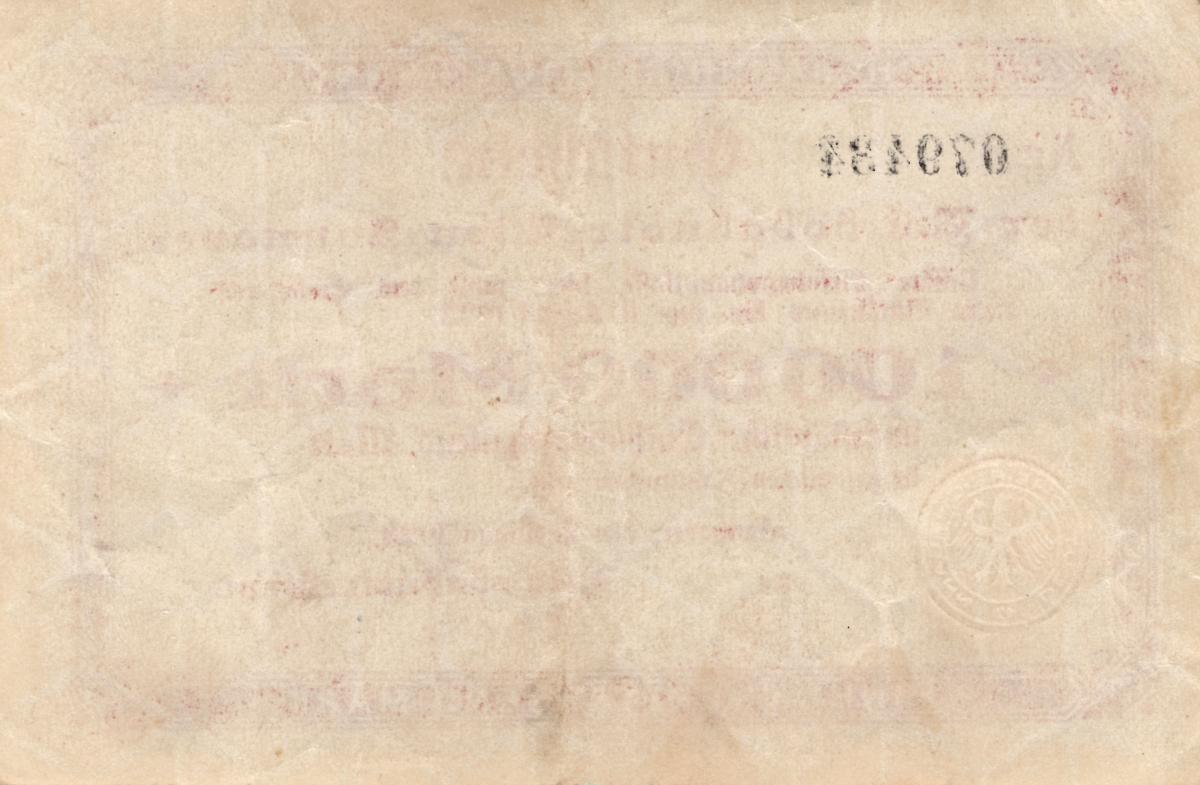 Back of Germany pS1251: 100000 Mark from 1923