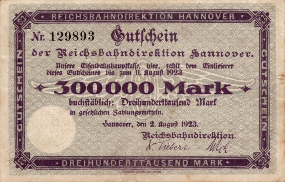 Front of Germany pS1253: 300000 Mark from 1923