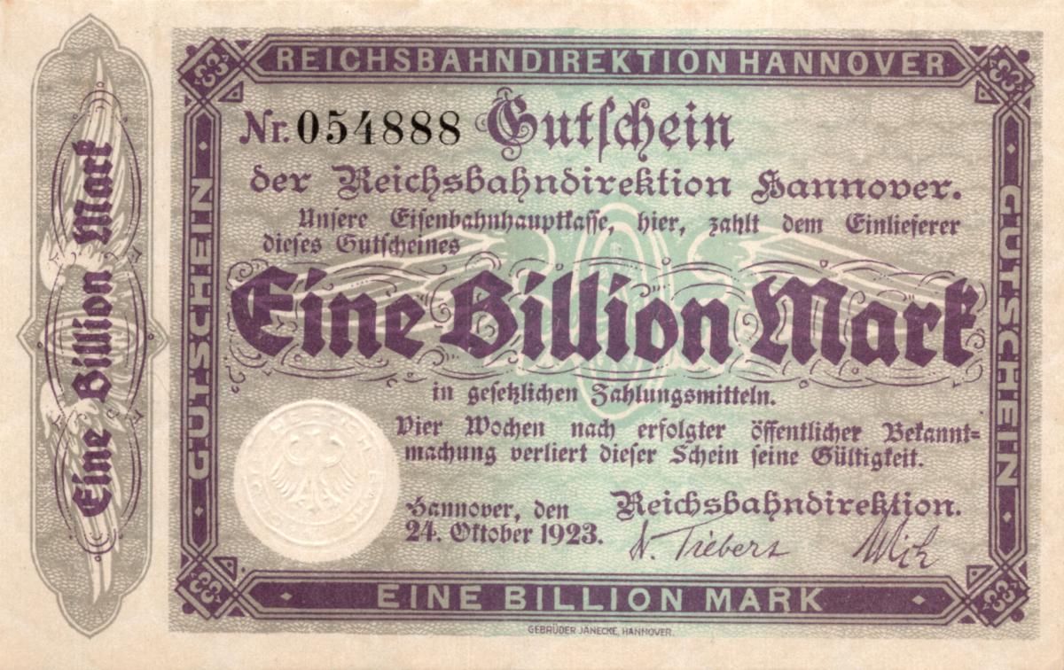 Front of Germany pS1260b: 1000000000 Mark from 1923